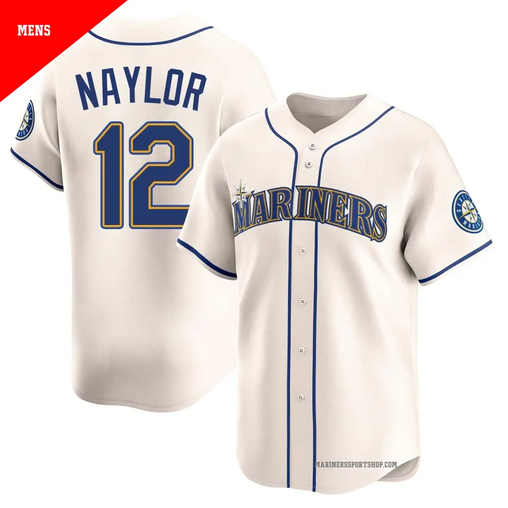 Men's #12 Josh Naylor Seattle Mariners White Limited Home Jersey