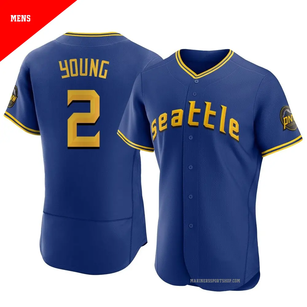 Men's #2 Cole Young Seattle Mariners Royal Authentic 2023