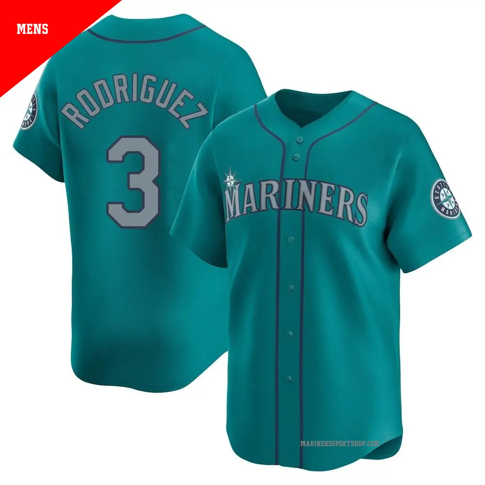 シアトル・マリナーズ RODRIGUEZ ユニフォーム 3番 Men's #3 Alex Rodriguez Seattle Mariners Aqua Limited