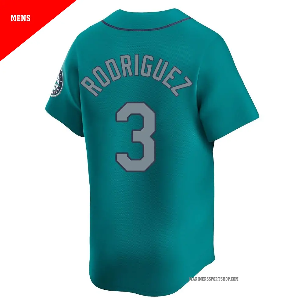 シアトル・マリナーズ RODRIGUEZ ユニフォーム 3番 Men's #3 Alex Rodriguez Seattle Mariners Aqua Limited