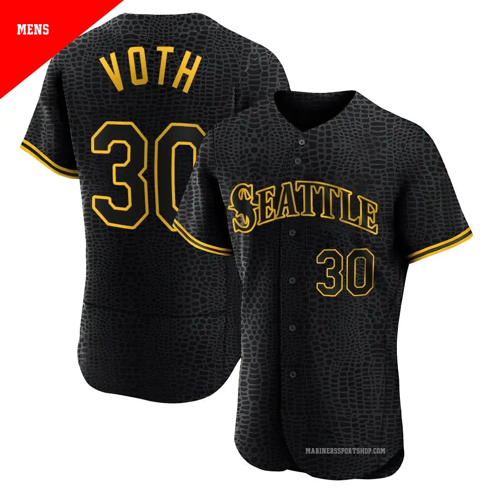 Men's ＃30 Austin Voth Seattle Mariners Black Authentic Snake Skin City Jersey