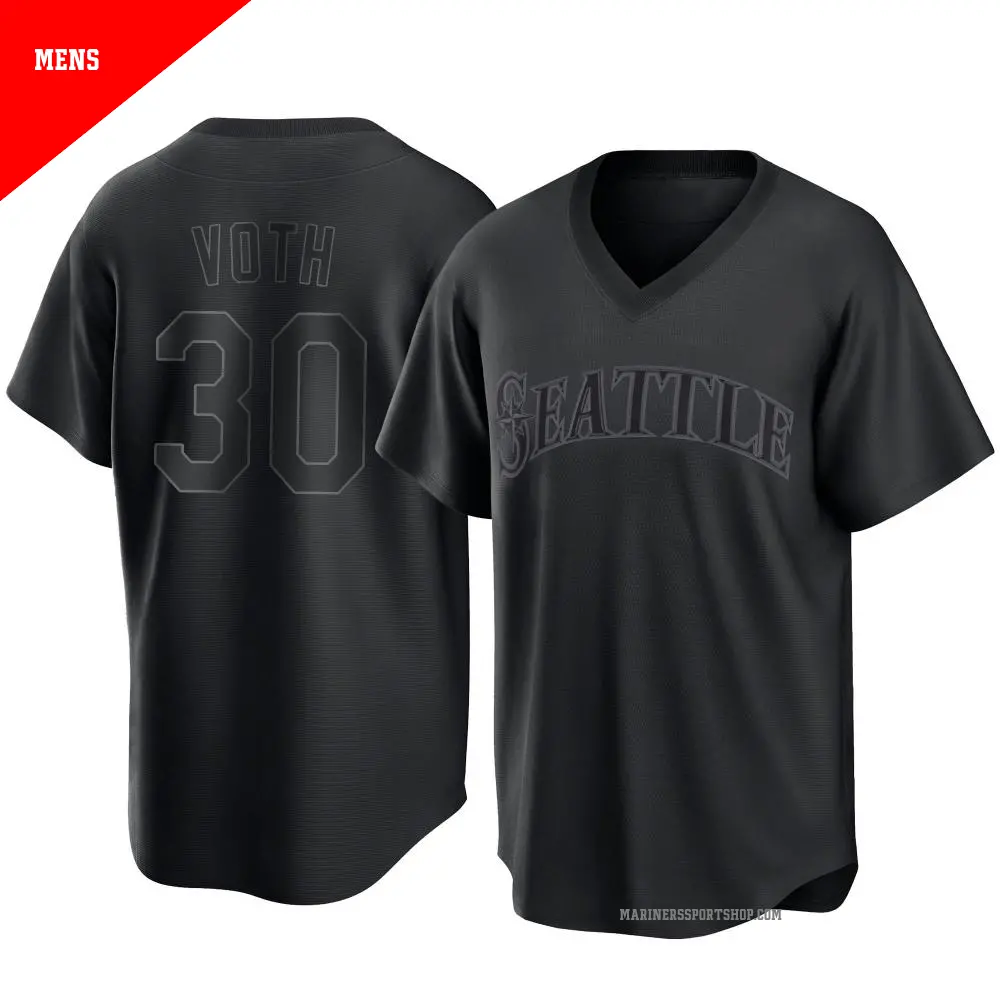 Men's ＃30 Austin Voth Seattle Mariners Black Replica Pitch Fashion Jersey