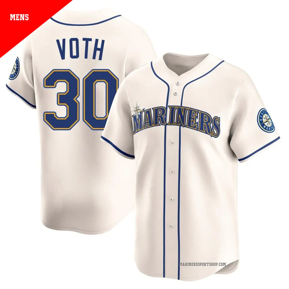 Men's ＃30 Austin Voth Seattle Mariners Cream Limited Alternate Jersey