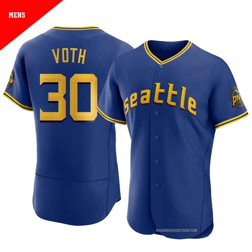 Men's ＃30 Austin Voth Seattle Mariners Royal Authentic 2023 City Connect Jersey