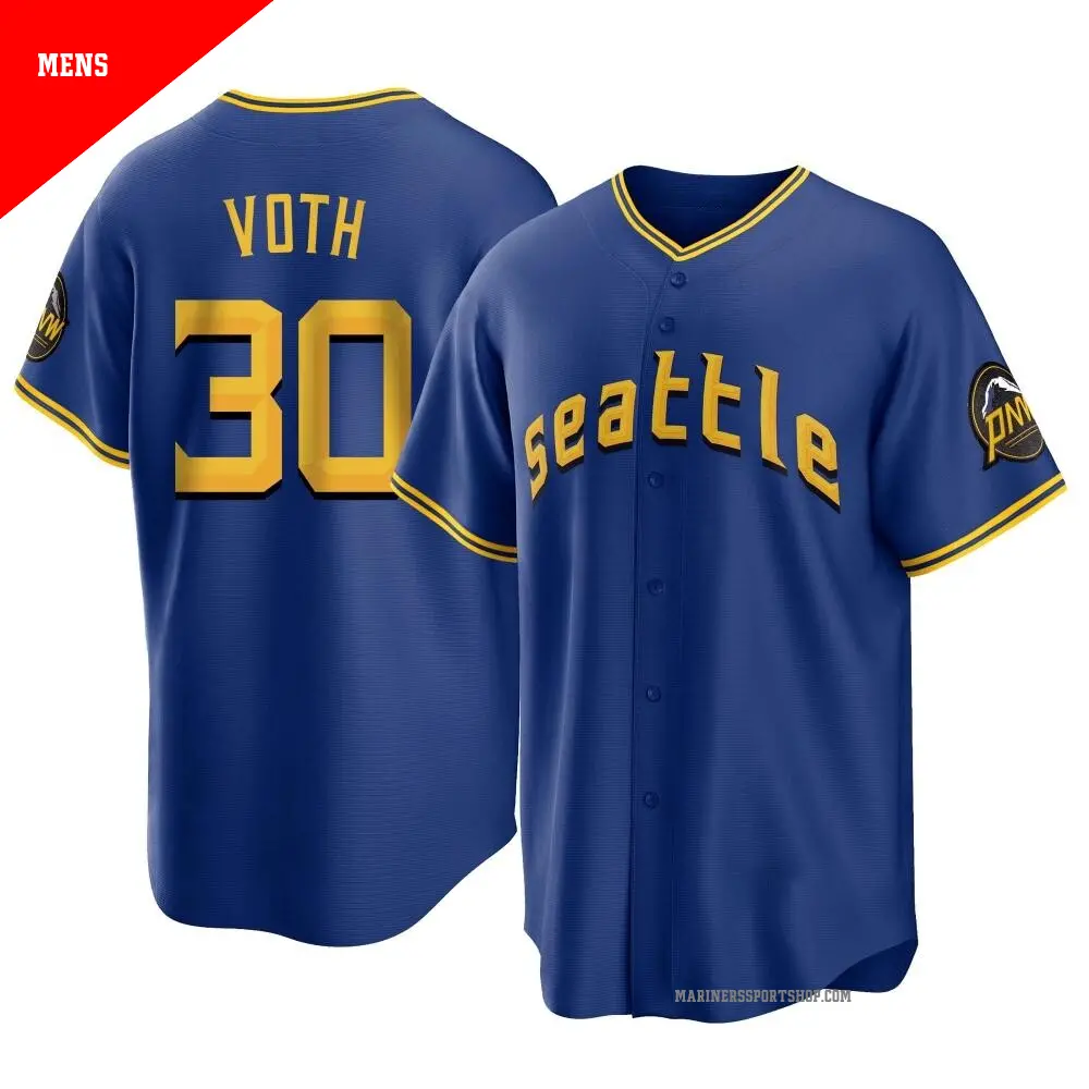 Men's ＃30 Austin Voth Seattle Mariners Royal Replica 2023 City Connect Jersey