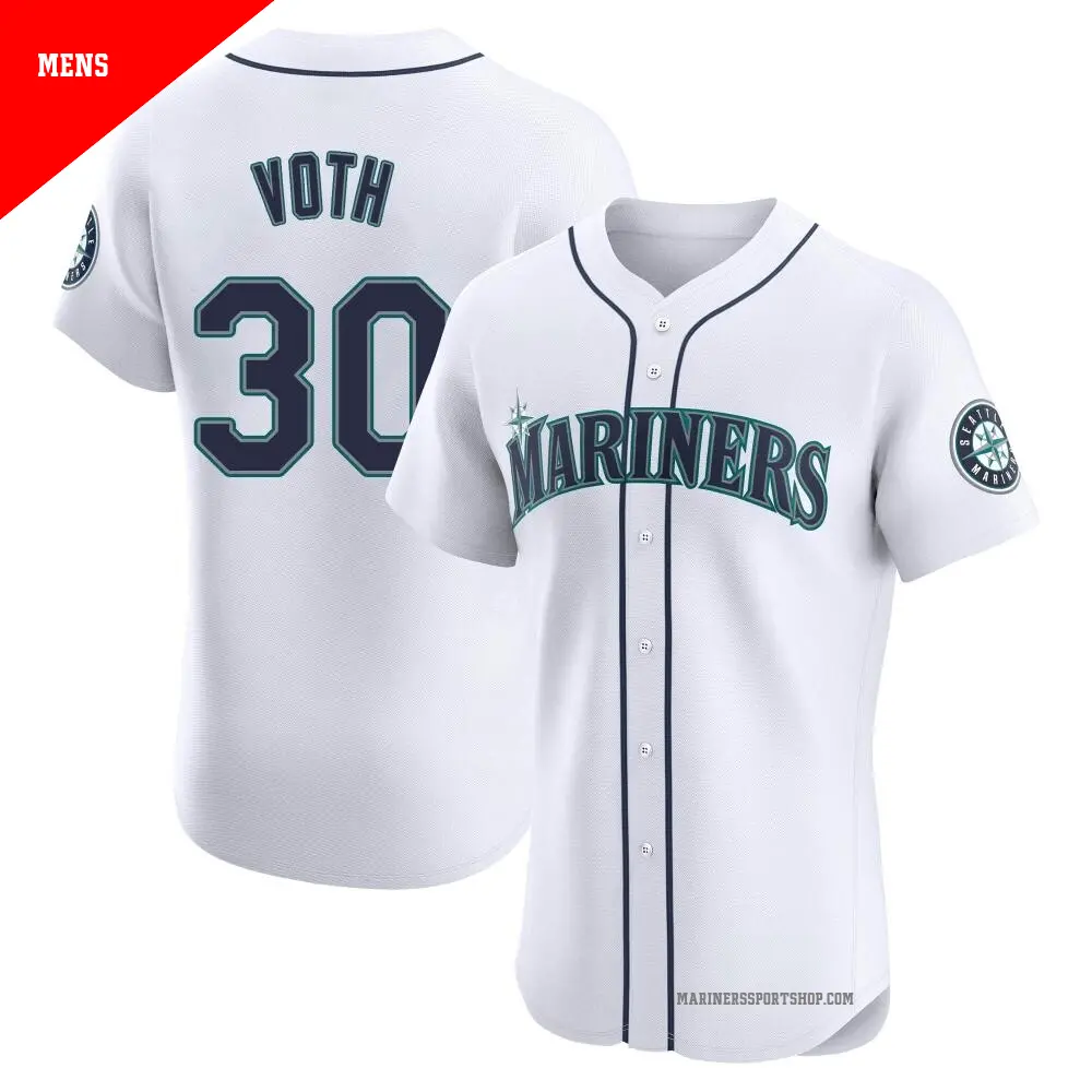 Men's ＃30 Austin Voth Seattle Mariners White Elite Home Jersey