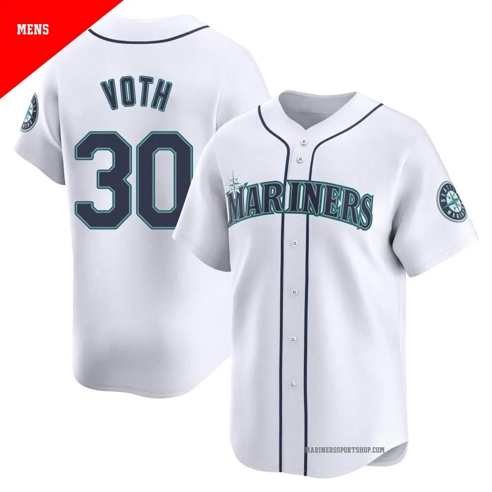 Men's ＃30 Austin Voth Seattle Mariners White Limited Home Jersey