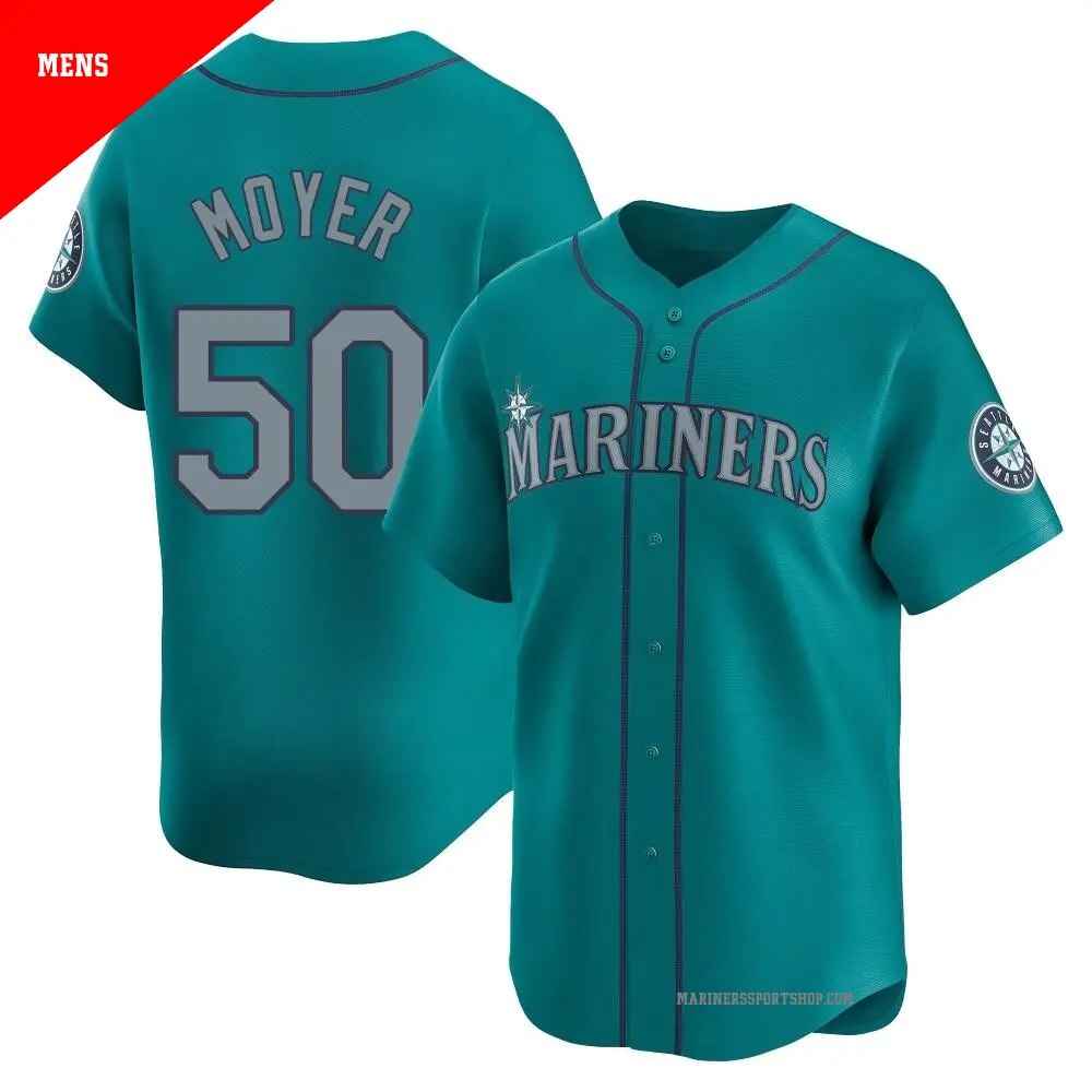 Men's ＃50 Jamie Moyer Seattle Mariners Aqua Limited Alternate Jersey