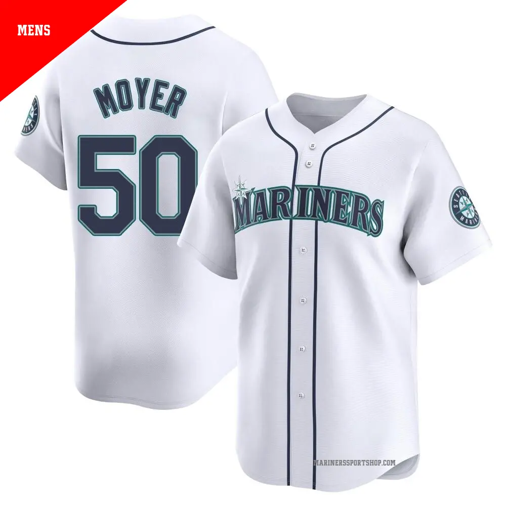 Men's ＃50 Jamie Moyer Seattle Mariners White Limited Home Jersey