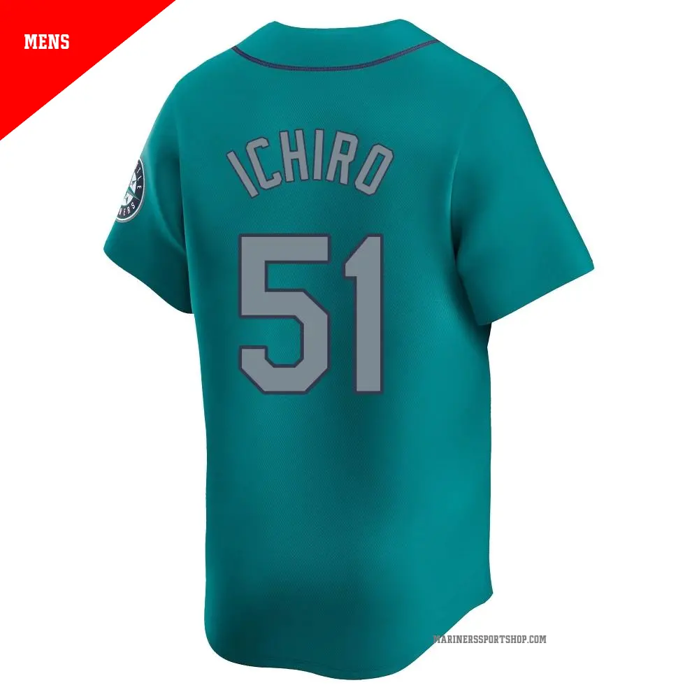 MARINERS ICHIRO ユニフォーム 51番 Men's #51 Ichiro Suzuki Seattle Mariners Aqua Limited