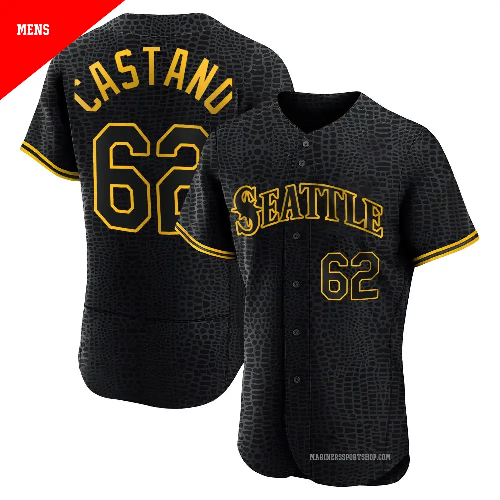 Men's ＃62 Blas Castano Seattle Mariners Black Authentic Snake Skin City Jersey