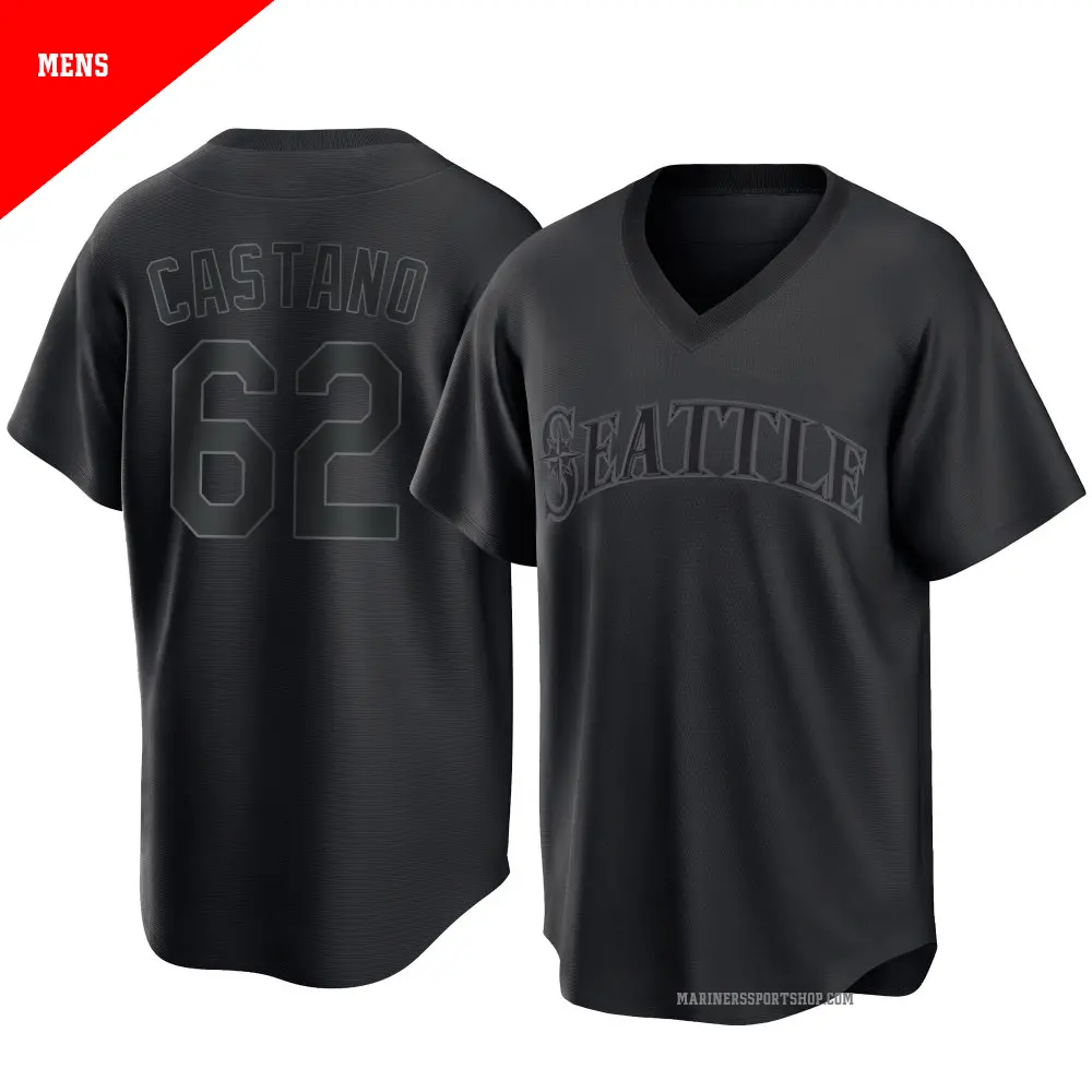 Men's ＃62 Blas Castano Seattle Mariners Black Replica Pitch Fashion Jersey