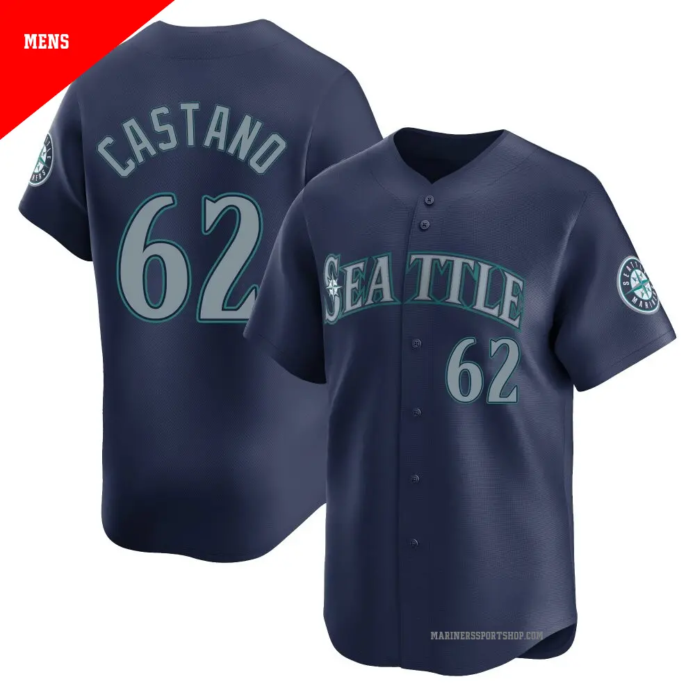 Men's ＃62 Blas Castano Seattle Mariners Navy Limited Road Jersey