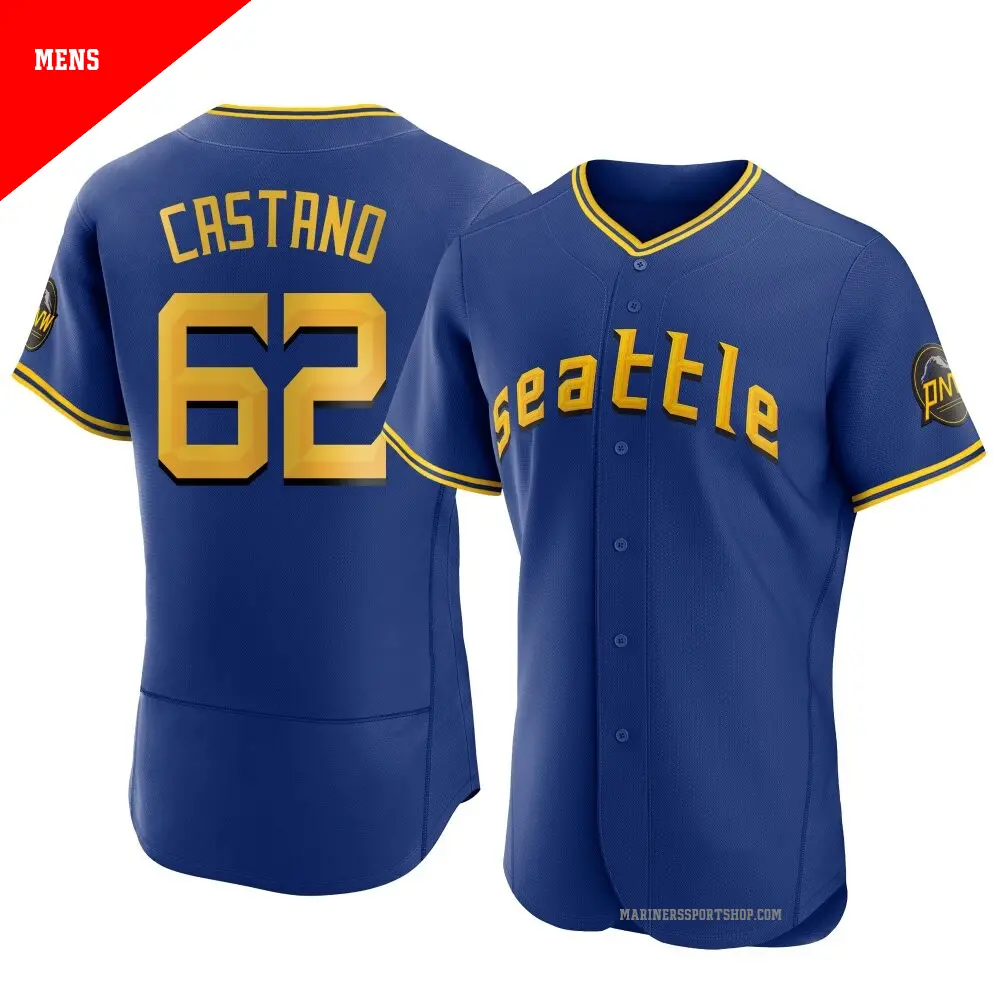 Men's ＃62 Blas Castano Seattle Mariners Royal Authentic 2023 City Connect Jersey