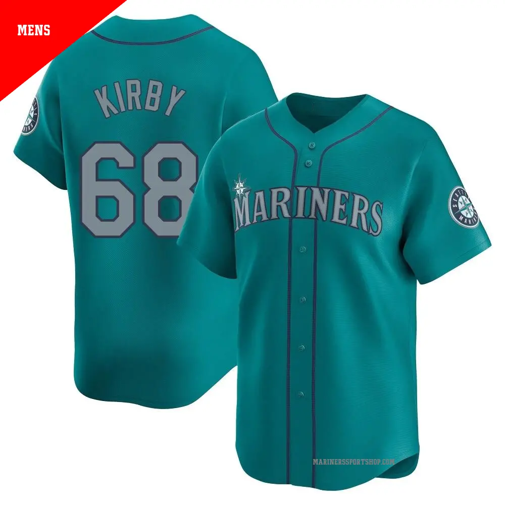 ユニフォーム シアトルマリナーズ ジョージ・カービー68 Men's #68 George Kirby Seattle Mariners Aqua Limited