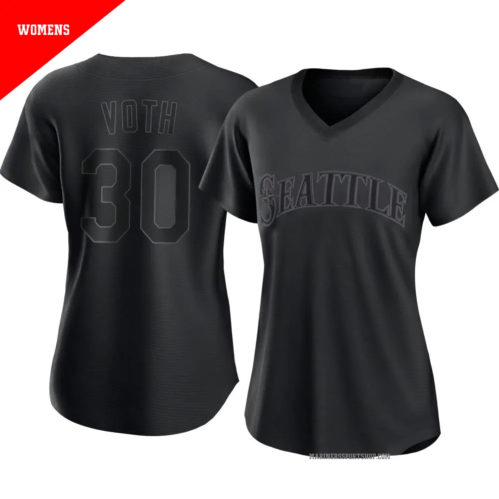 Women's ＃30 Austin Voth Seattle Mariners Black Authentic Pitch Fashion Jersey