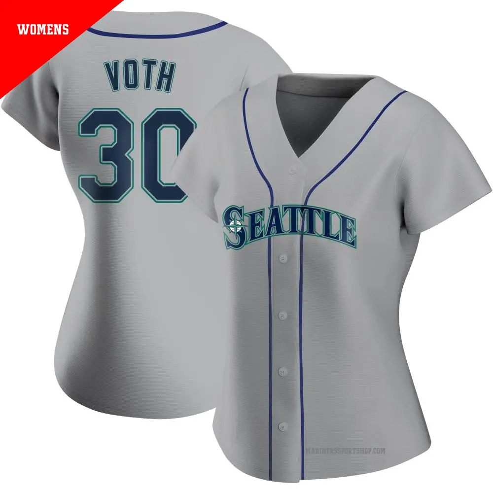 Women's ＃30 Austin Voth Seattle Mariners Gray Authentic Road Jersey