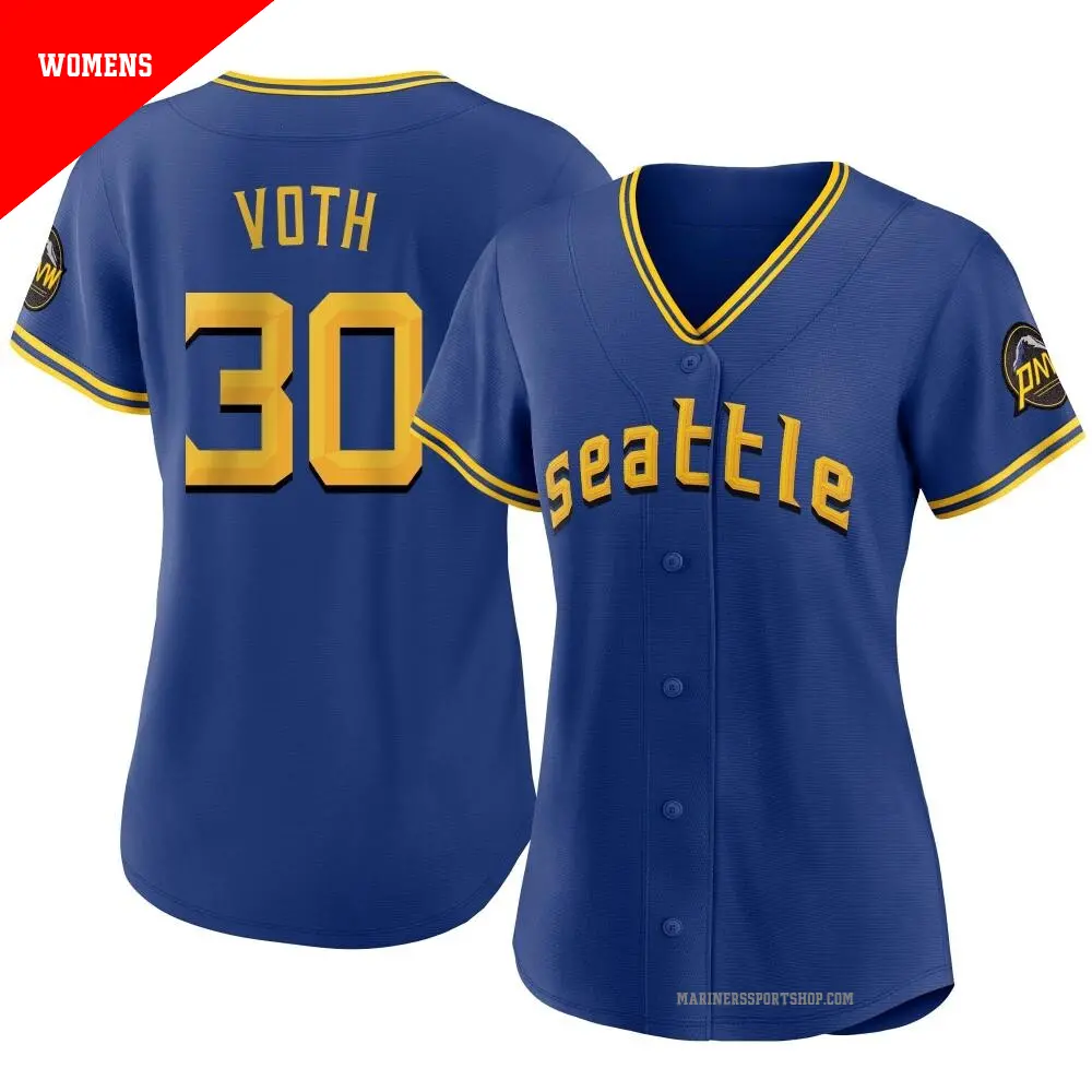 Women's ＃30 Austin Voth Seattle Mariners Royal Authentic 2023 City Connect Jersey
