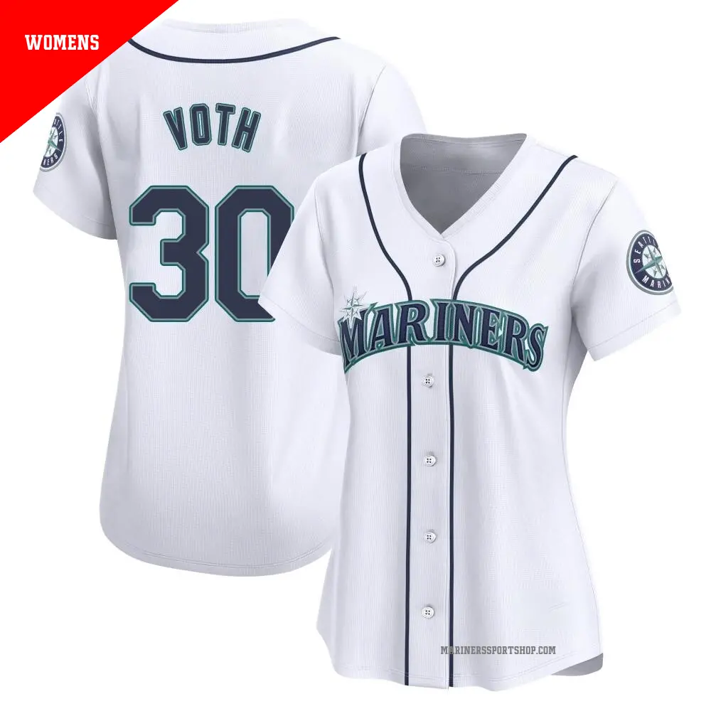 Women's ＃30 Austin Voth Seattle Mariners White Limited Home Jersey