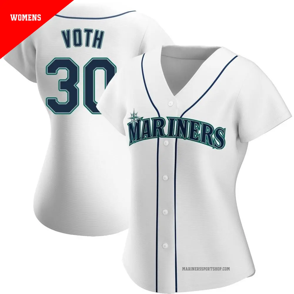 Women's ＃30 Austin Voth Seattle Mariners White Replica Home Jersey