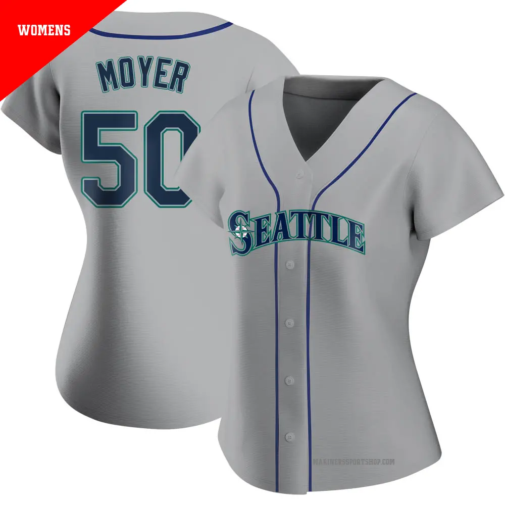 Women's ＃50 Jamie Moyer Seattle Mariners Gray Authentic Road Jersey