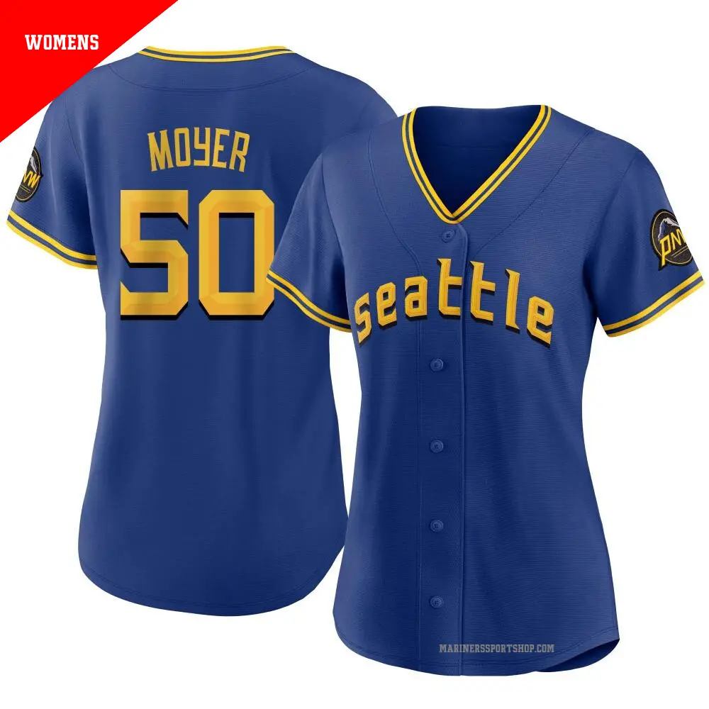 Women's ＃50 Jamie Moyer Seattle Mariners Royal Replica 2023 City Connect Jersey