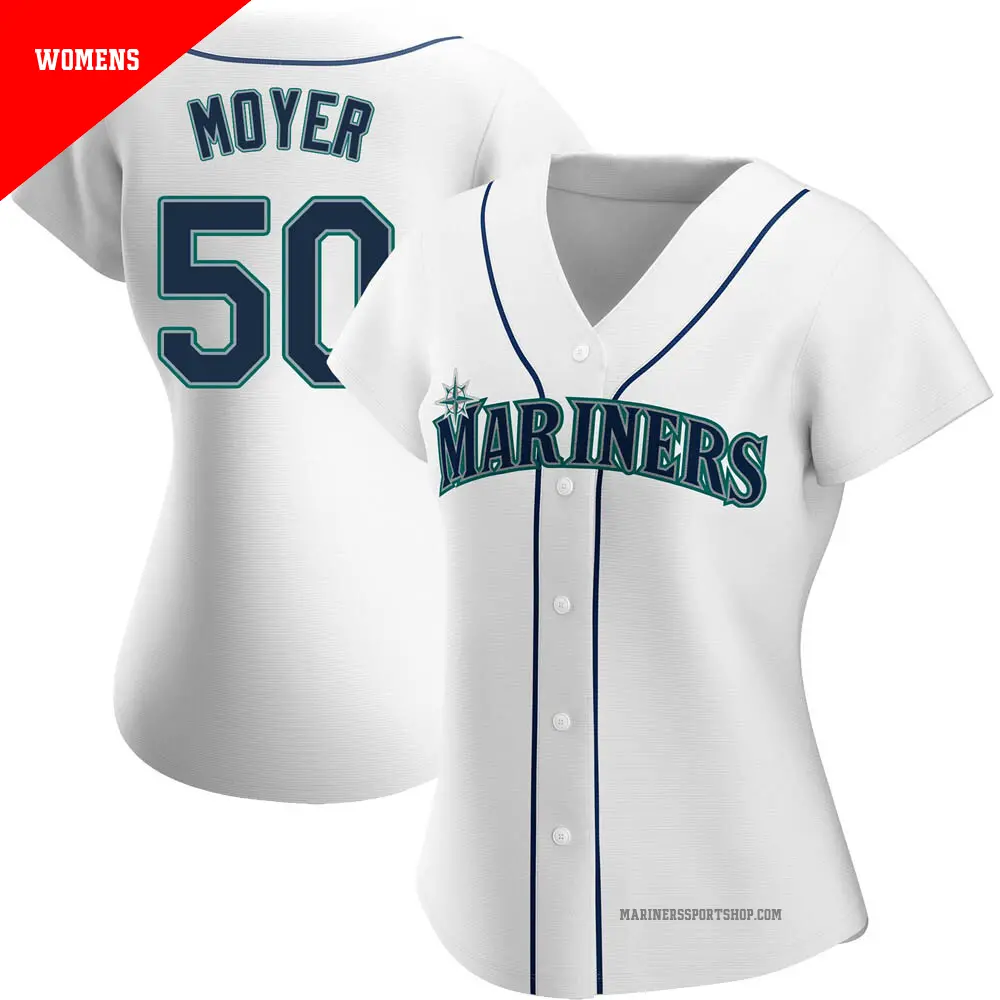 Women's ＃50 Jamie Moyer Seattle Mariners White Replica Home Jersey