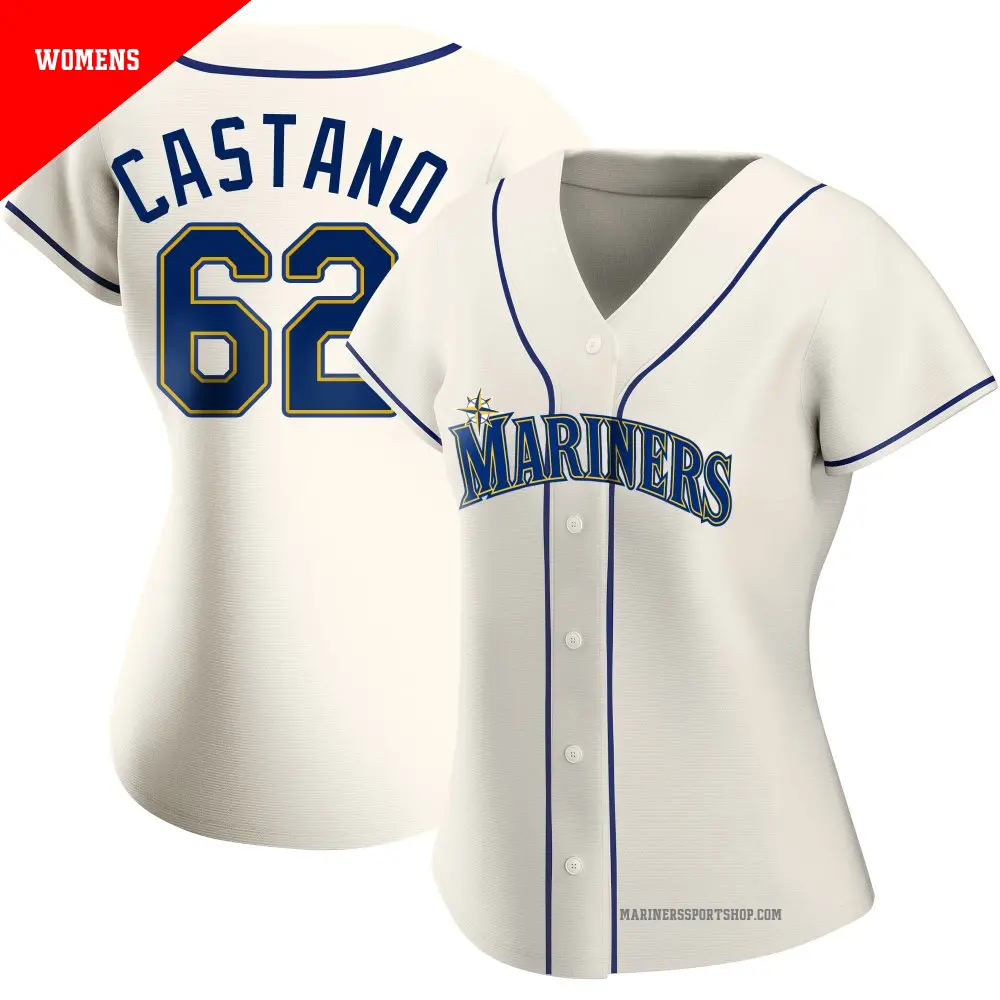 Women's ＃62 Blas Castano Seattle Mariners Cream Authentic Alternate Jersey