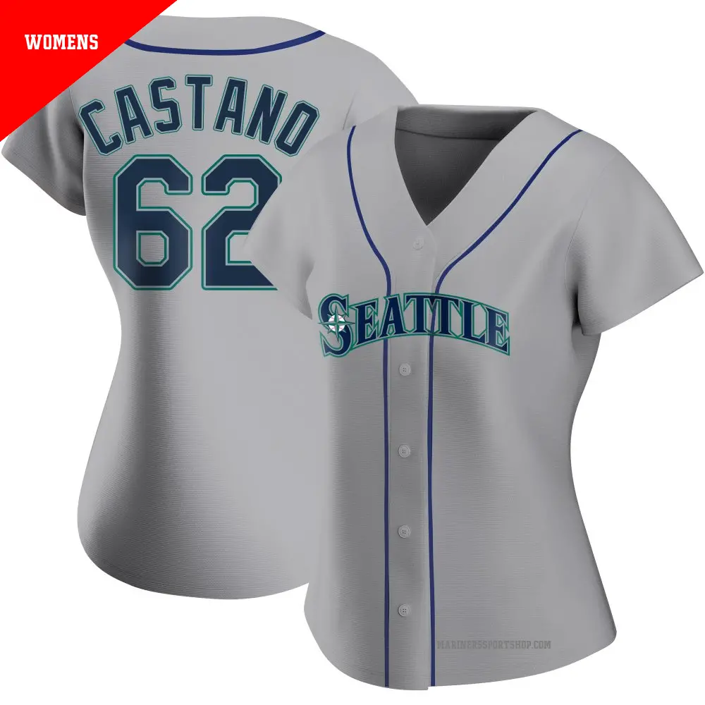 Women's ＃62 Blas Castano Seattle Mariners Gray Replica Road Jersey