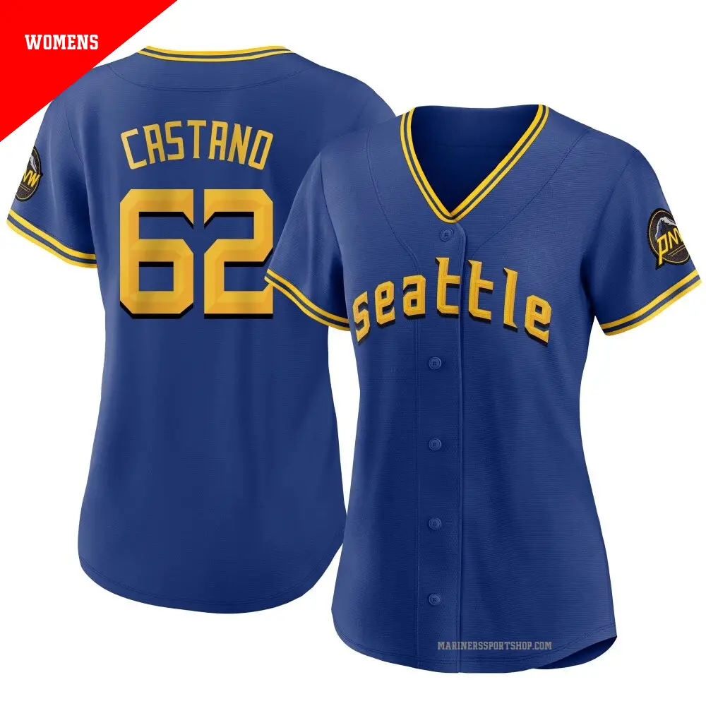 Women's ＃62 Blas Castano Seattle Mariners Royal Authentic 2023 City Connect Jersey