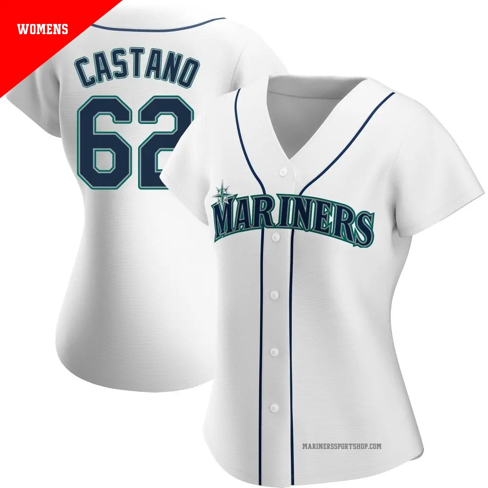 Women's ＃62 Blas Castano Seattle Mariners White Authentic Home Jersey
