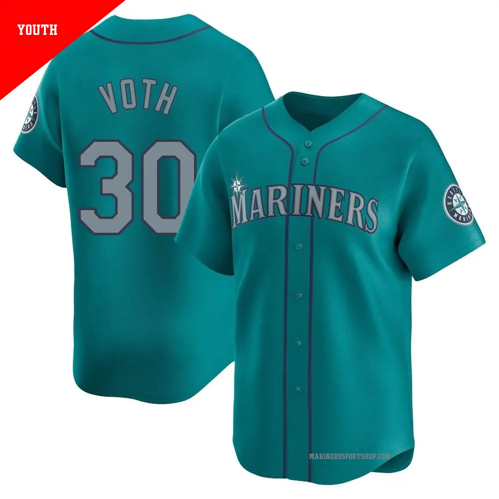 Youth ＃30 Austin Voth Seattle Mariners Aqua Limited Alternate Jersey