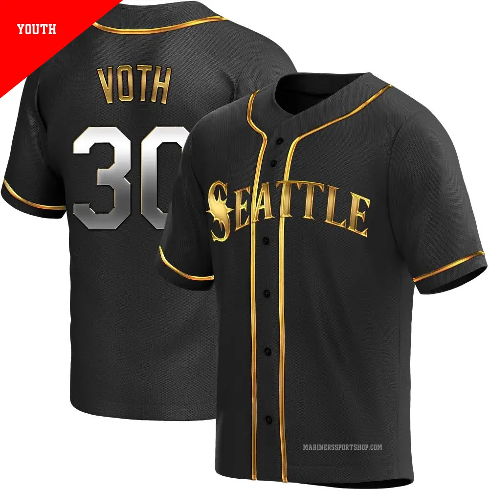 Youth ＃30 Austin Voth Seattle Mariners Gold Replica Black en Alternate Jersey