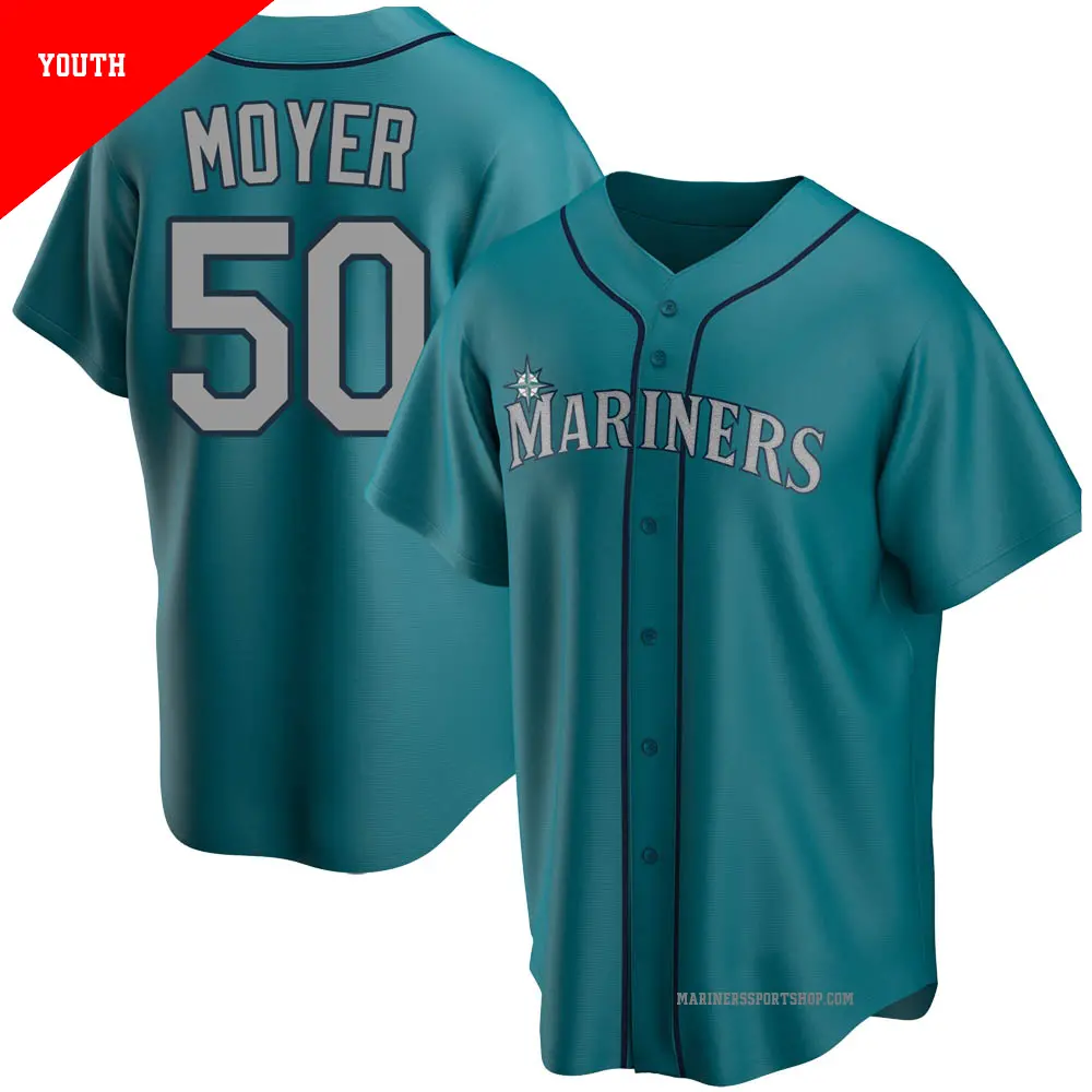 Youth ＃50 Jamie Moyer Seattle Mariners Aqua Replica Alternate Jersey
