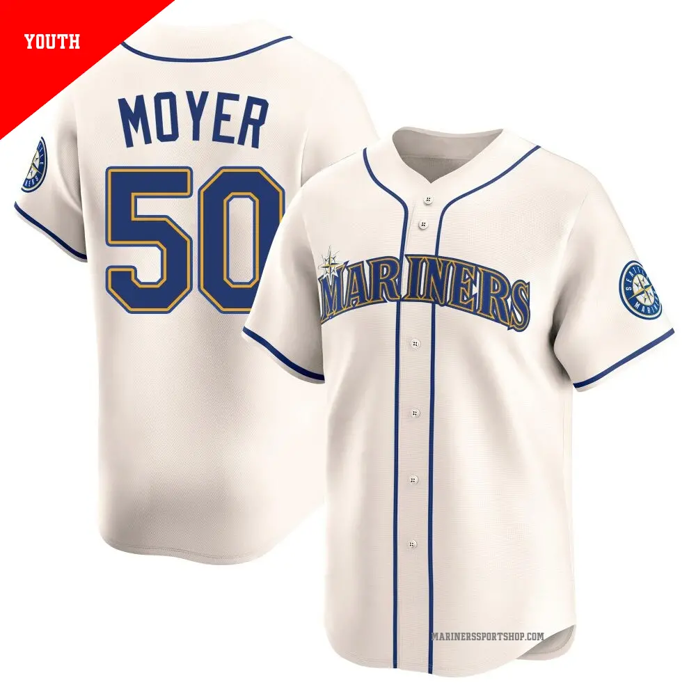 Youth ＃50 Jamie Moyer Seattle Mariners Cream Limited Alternate Jersey