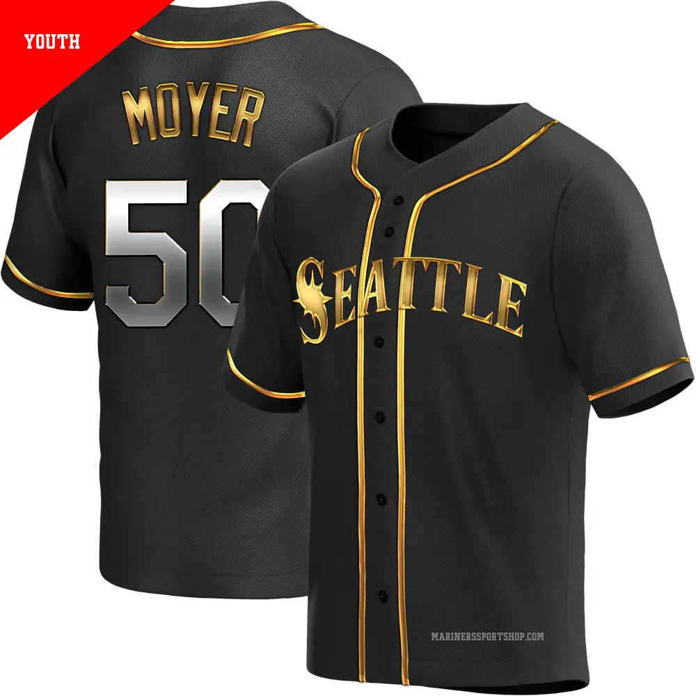 Youth ＃50 Jamie Moyer Seattle Mariners Gold Replica Black en Alternate Jersey