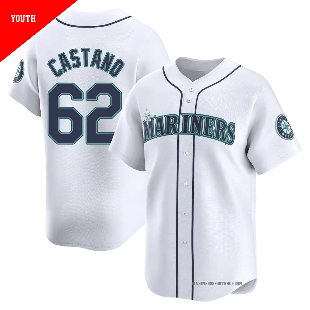 Youth ＃62 Blas Castano Seattle Mariners White Limited Home Jersey