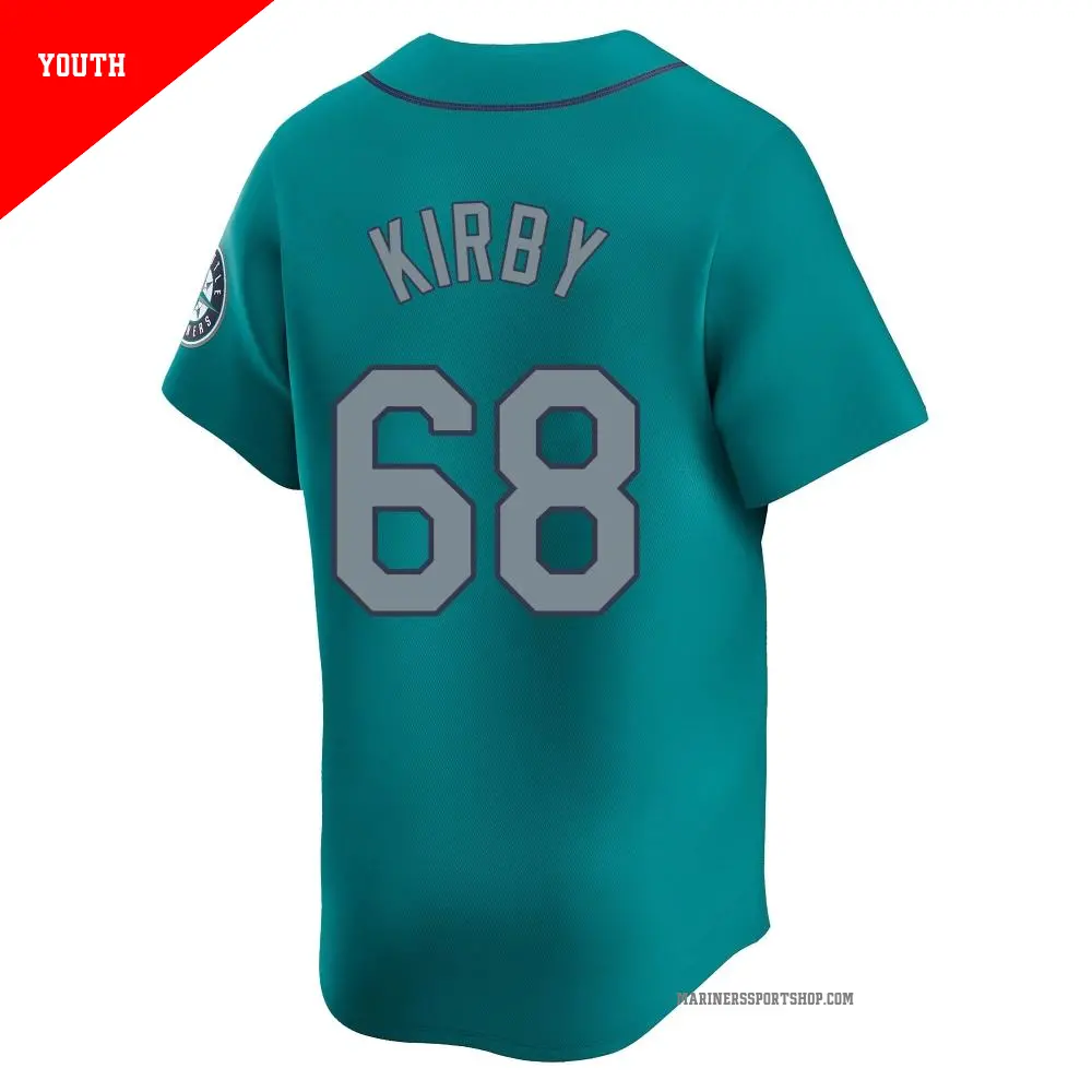 ユニフォーム シアトルマリナーズ ジョージ・カービー68 Youth #68 George Kirby Seattle Mariners Aqua Limited